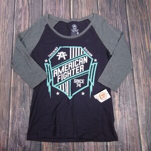 American Fighter NWT Womens XL Raglan Sleeve T Shirt Purple Gray Affliction